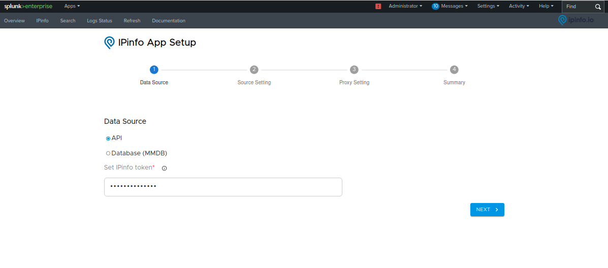 IPinfo Splunkbase App API Download