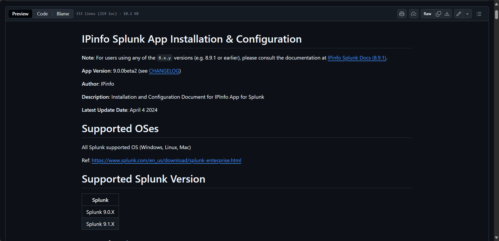 IPinfo Splunkbase App Download
